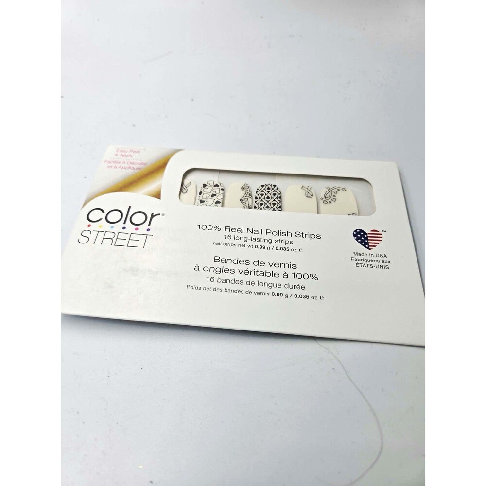 Color Street Press-On Nails Beige Black Geometric Pre-Designed For The Cause